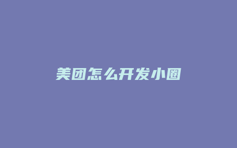 美团怎么开发小圈
