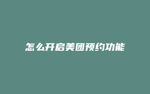 怎么开启美团预约功能
